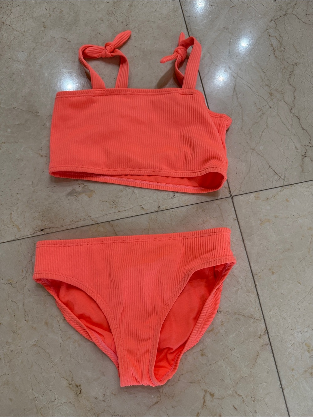 GAP Girls Neon Coral Ribbed Bikini Set